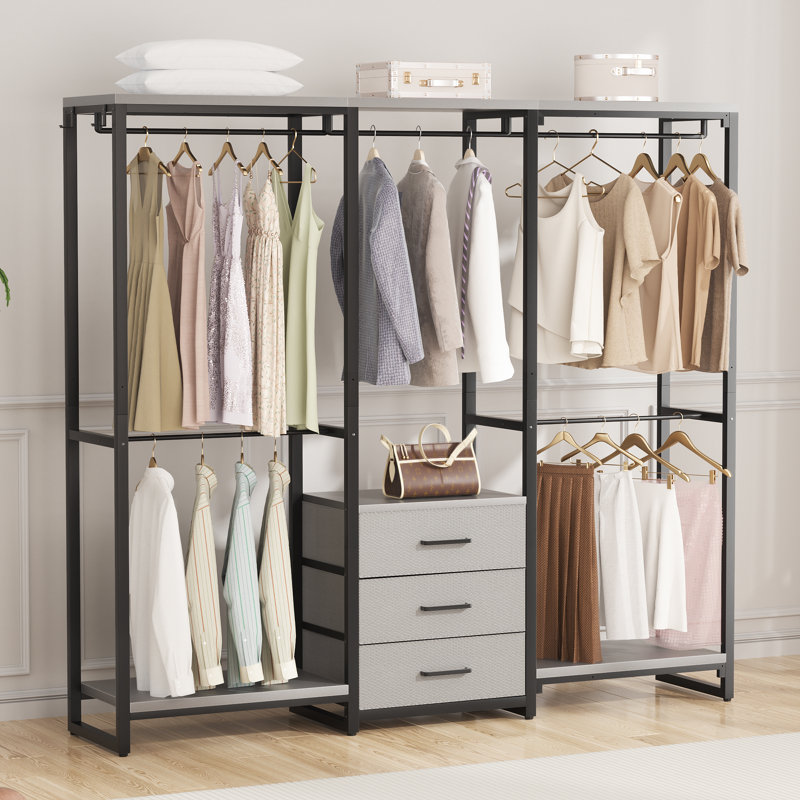 Pharah 39.5'' - 65.5'' W Closet System, Black/Grey