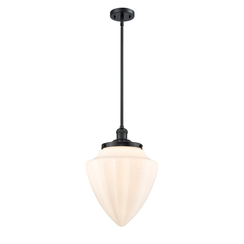 1 - Light Single Drop Pendant Pendant, Matte Black, Matte White