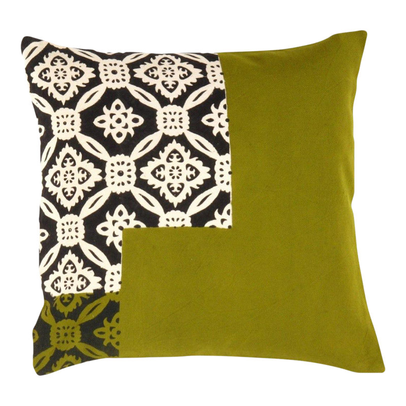 Gloria Square Pillow Cover & Insert, Black/Beige/Gold
