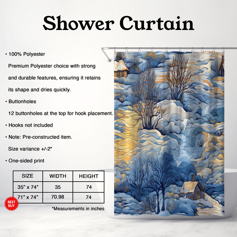 Rideau de douche Dawn's Icy Touch - Premium, H 74 po x l 71 po
