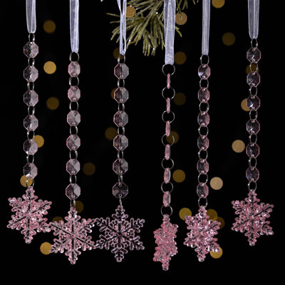 6 pièces de décoration de Noël flocon de neige suspendus en cristal acrylique décoration de Noël glaçon pendentif goutte d'eau