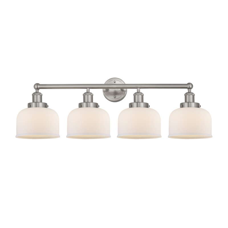 Éclairage pour meuble-lavabo à 4 lumières à intensité variable Ashleigh-Jo, Blanc mat, Nickel satiné brossé