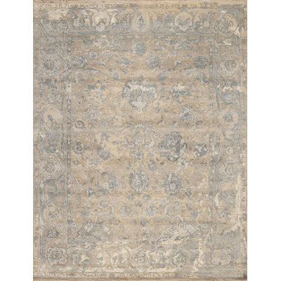 Shangri La Collection One-of-a-Kind 9.5 X 12.4 Rectangle Wool Area Rug in Beige and Gold