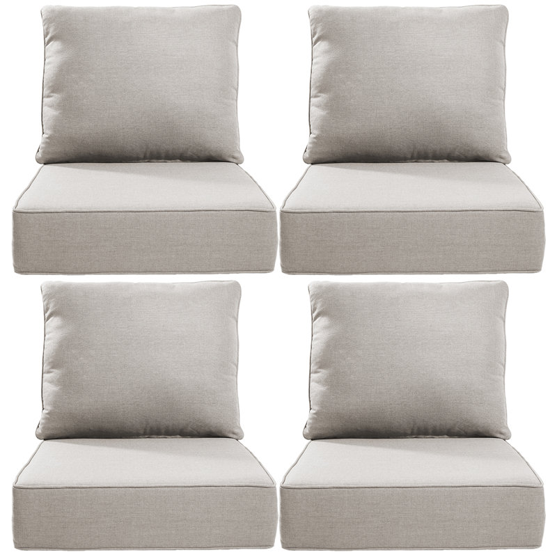 Ensemble de coussin de siège et de dossier en polyester résistant aux intempéries Deb, Beige, 4, L 24 po x P 24 po 