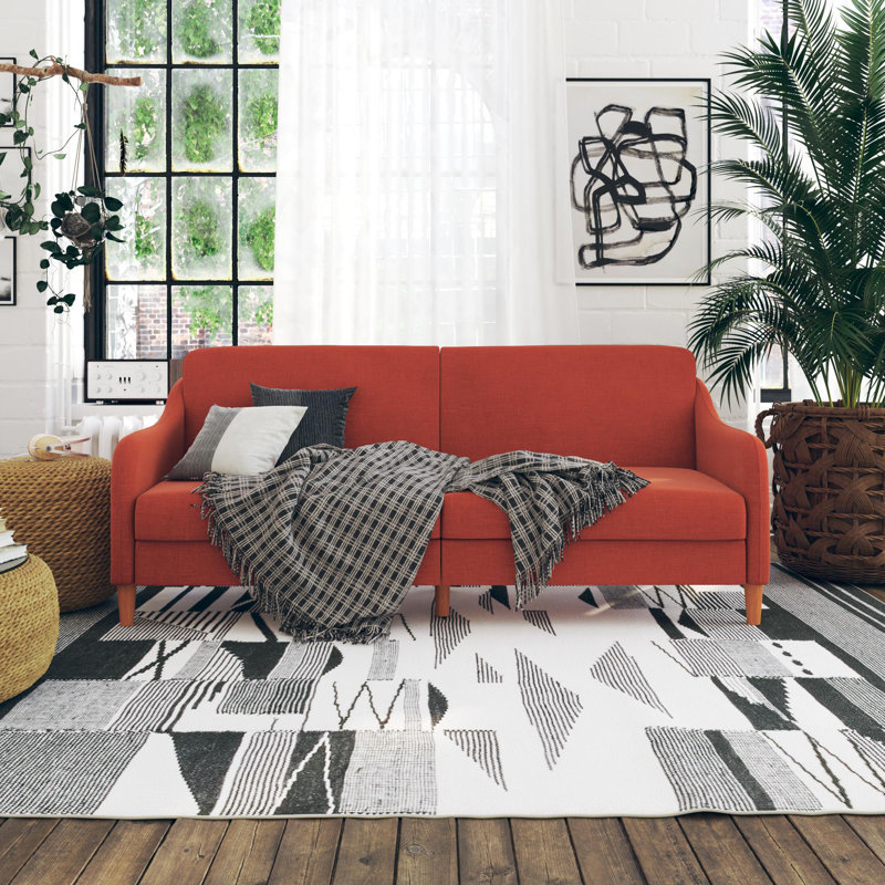 2 Seater Linen Blend Sofa, Persimmon Orange