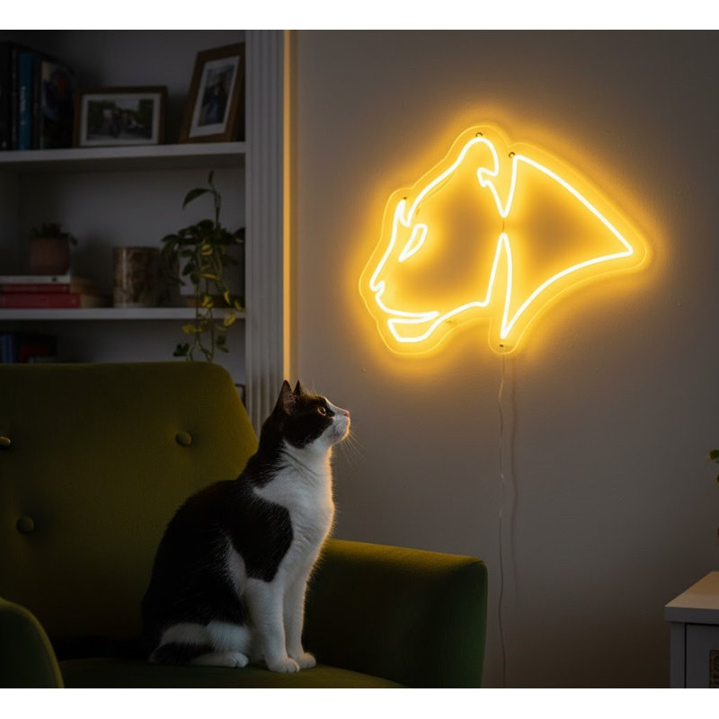  | Enseigne néon Bull Head | Fabriqué avec des tubes néon incassables durables offrant un éclairage lumineux et uniforme pendant plus de 50 000 heures sans gradation ni scintillement | 26 x 31.jp | Jaune