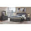 Grand lit moderne gris Shaker de style moderne avec éclairage à DEL et tête de lit rembourrée d'inspiration cristal, bois massif + lit, structure en bois d'hévéa pour la chambre à coucher, revêtement en similicuir, sommier