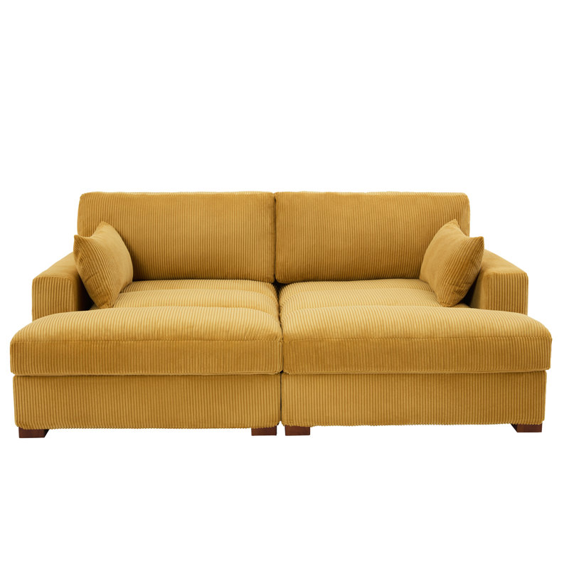 Bentura 210Cm Recessed Arms Modular Sleeper, Orange
