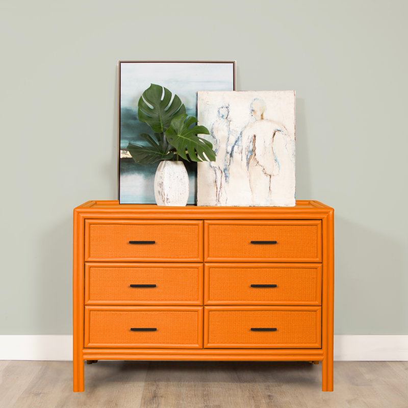 Commode double 6 tiroirs Aruba, Orange citron