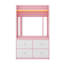 Lit superposé simple avec 4 tiroirs de rangement, tringle, bande lumineuse, tablettes intégrées et panneaux perforés doubles-902967925