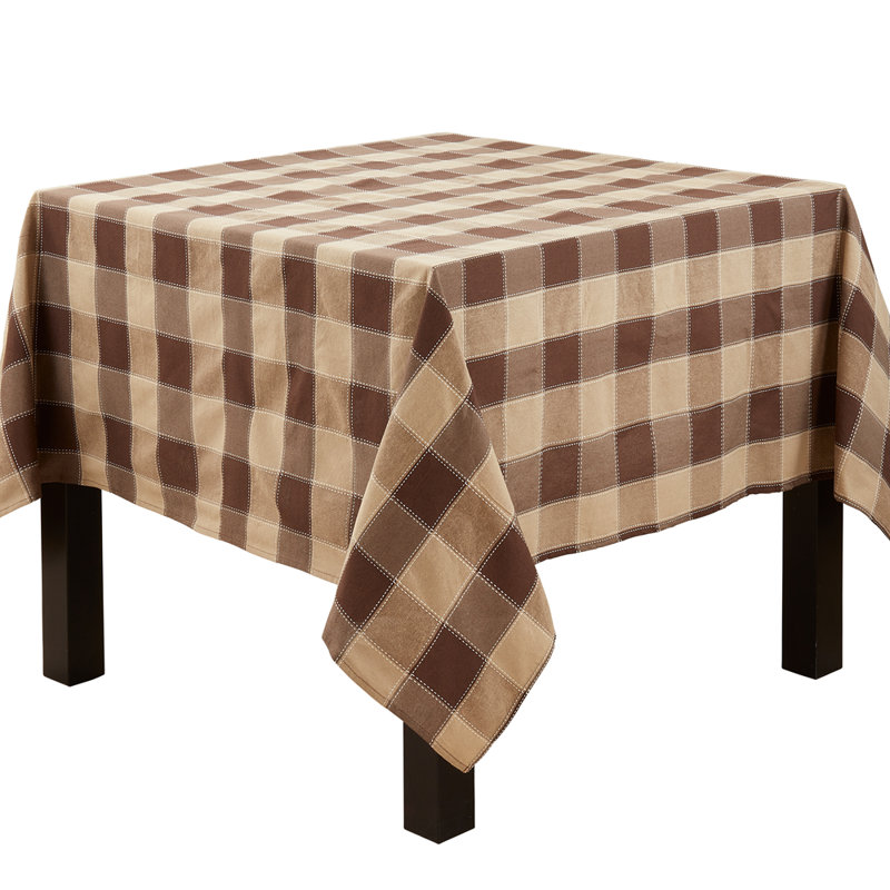 Bernardi Plaid Tablecloth, 70" L x 70" W, Mocha