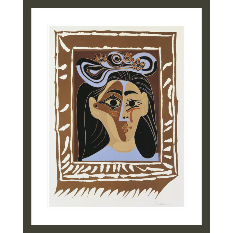 Jacqueline au Chapeau à Fleurs by Pablo Picasso -Framed Giclee Print, 29.42" H x 23.5" W