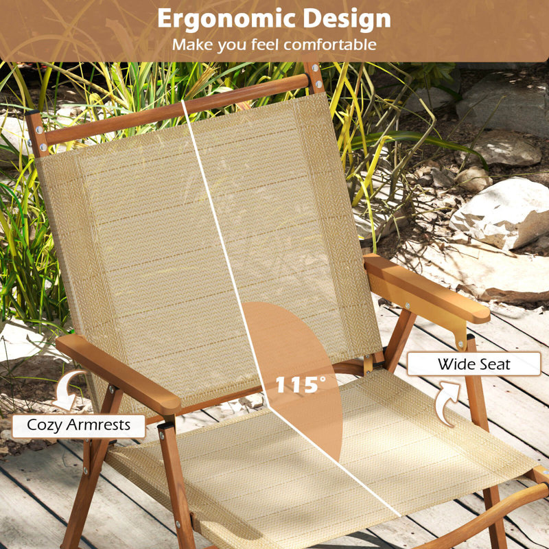 Folding Camp Chairs Set of 2 with Aluminum Frame Support 400 LBS with Armrests