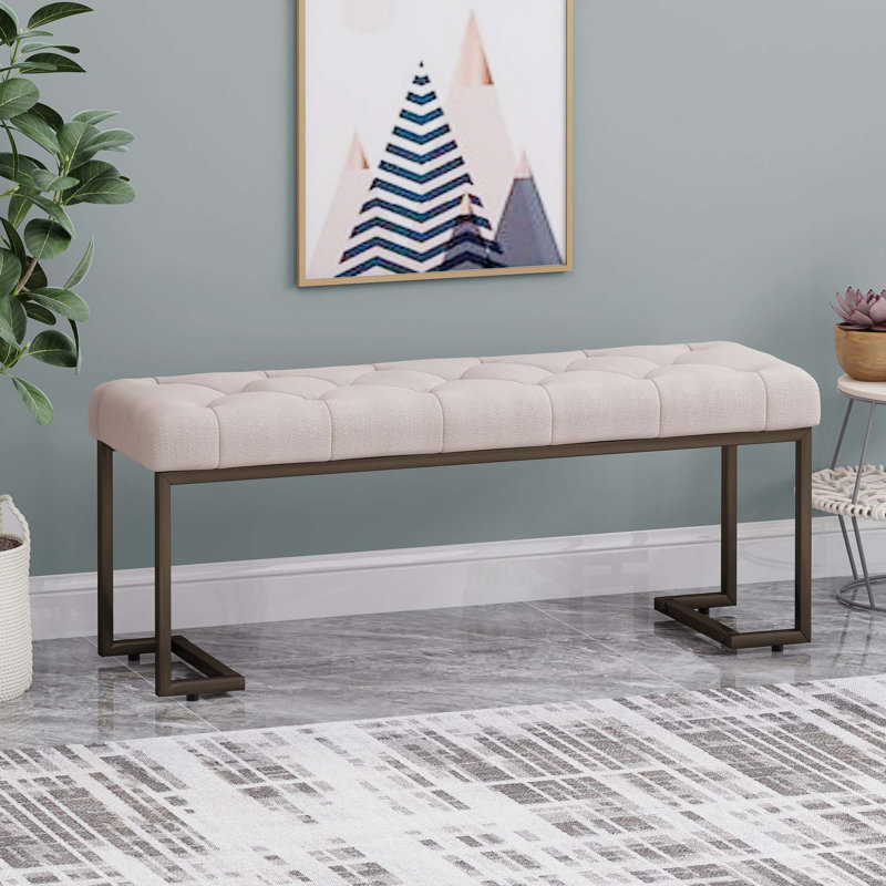 Banc rembourré capitonné, Beige