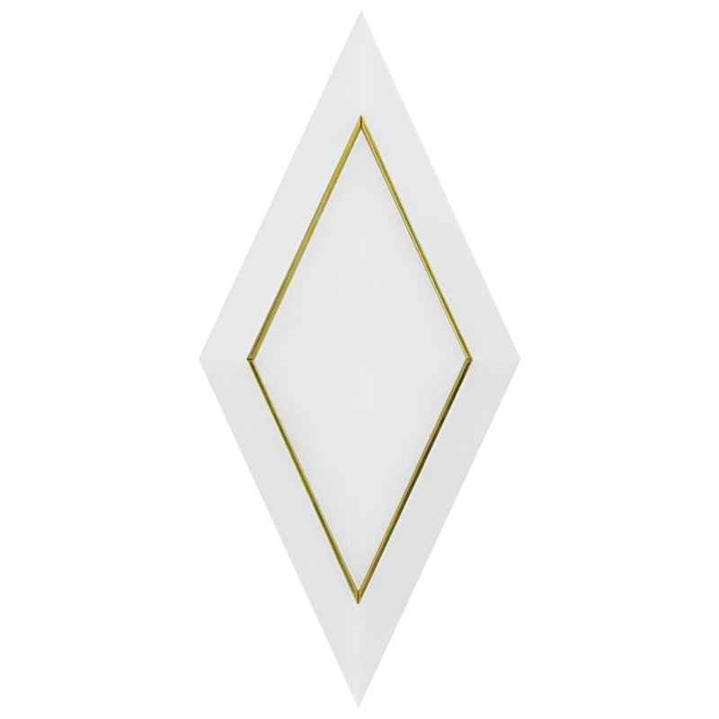 Basque 6x12 Beveled Polished Marble Tile, White/Brass