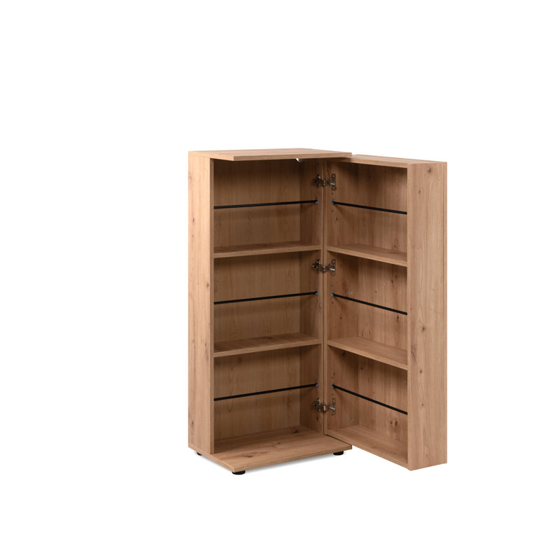 12 Pair Shoe Storage Cabinet, Brown, white and pink
