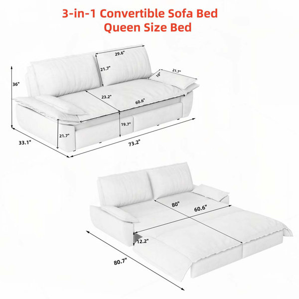 Latitude Run® Pull Out Sofa Bed, 3-in-1 Convertible Sleeper Sofa with ...