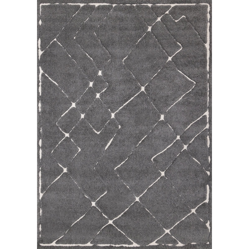 Latasia Grey White Soft Neutral Indoor Area Rug, Rectangle 5'3" x 7'7"