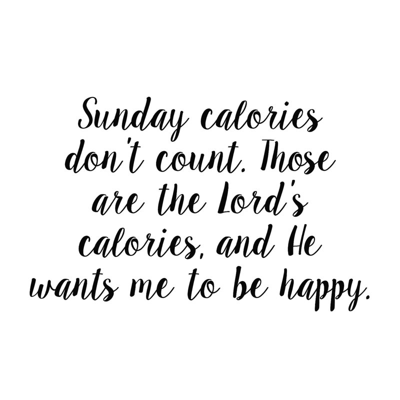 «Sunday Calories», art textuel sur toile tendue, L 12 po x H 12 po