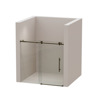 Shower Door 56 - 60" X 60", 8 Mm Clear Tempered Glass, Stainless Steel Frame With Brushed Gold Nuance For Bathroom Bath Door, Mount
