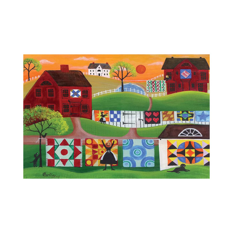 Sunrise Quilt Village by Cheryl Bartley - Painting on Canvas, Wrapped Canvas, 45.72cm H x 66.04cm W x 3.81cm D