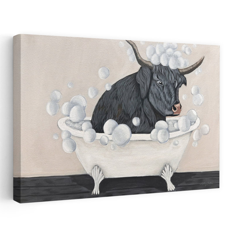 Sir Baron dans le bain, art moderne abstrait, H 16 po x l 24 po