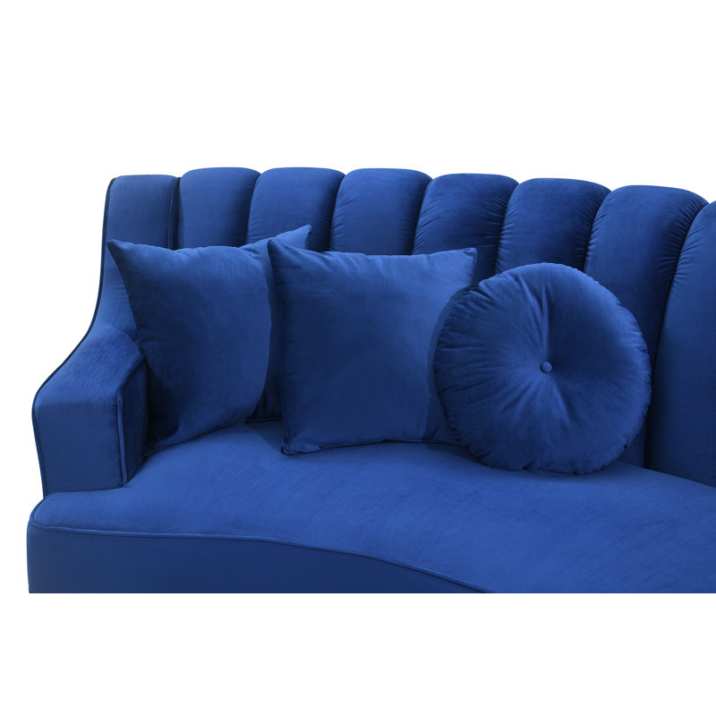 Mellon 140" Wide Velvet Symmetrical Modular Sectional, Blue