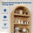 72" Arched Bookcase with Doors, 5-Tier Wood Bookshelf with Adjustable Shelf, Natural & Gold-936426962