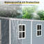 Remise de rangement extérieure 4 x 8 pi avec remise en résine de plancher à deux fenêtres, portes imperméables et verrouillables pour patio, cour, pelouse - Gris-118167223-118167221