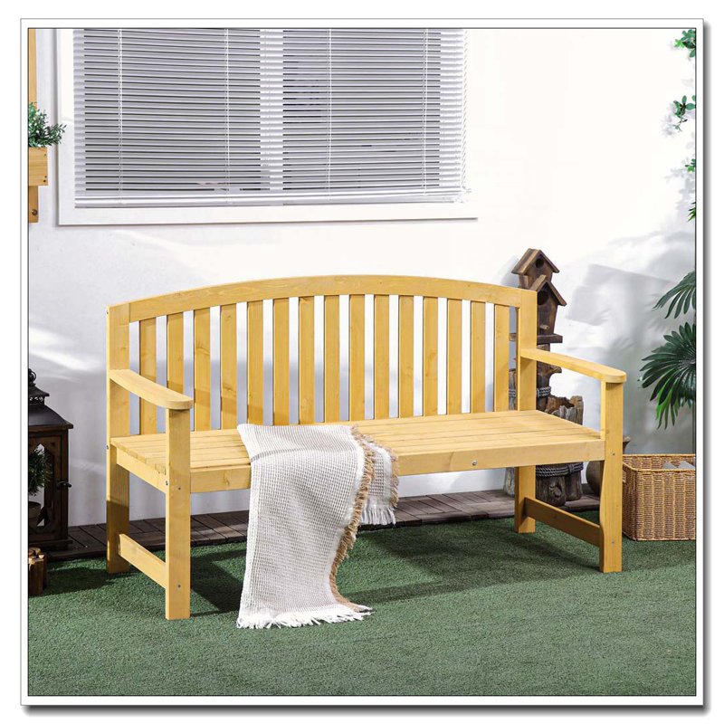 Banc d'extérieur, banc de jardin pour 2 personnes avec PEHD toutes saisons, Naturel