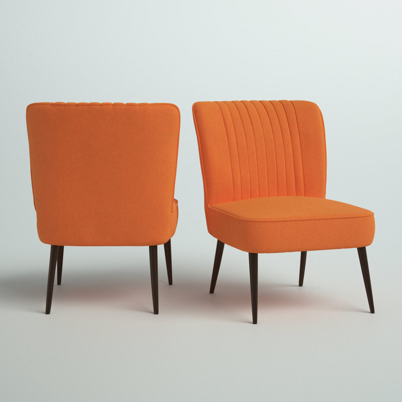 Allicyn 57.91Cm Wide Linen Slipper Chair, Orange