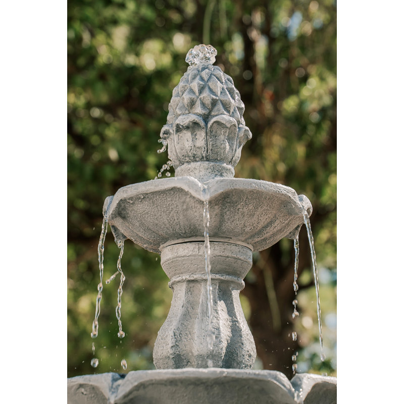 XBrand Classic Grey 51 in. Three‑Tier Outdoor Garden Water Fountain, Gray
