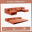 Canapé à compression, canapé convertible au sol, canapé modulaire désossé bricolage, aucun assemblage requis, tissu polaire circulaire, surdimensionné à 4 places avec 2 repose-pieds, orange-1454830317