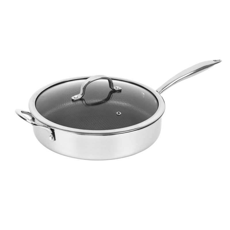 Sauteuse hybride en acier inoxydable de 11 pouces avec couvercle en verre Brentwood, 5 quarts