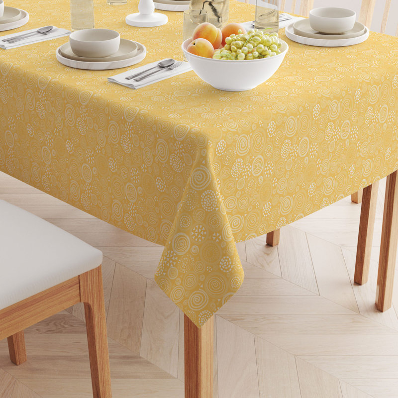 Square Tablecloth, 100% Cotton, 60X60", Bright Patterns In Circles