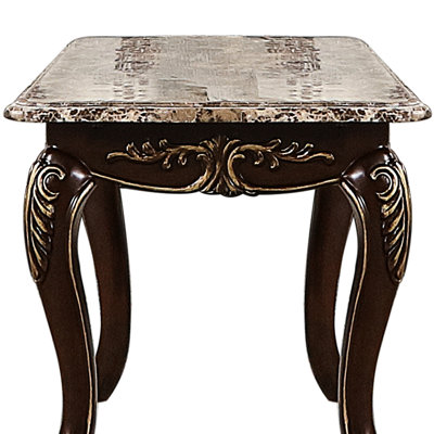 Table avec plateau en marbre véritable, base en bois de cerisier, idéale pour les salons, sans assemblage, bureau polyvalent et marbre, décore les espaces,