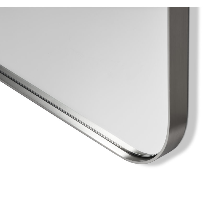 Aalina Flat Metal Beveled Wall Mirror, Brushed Nickel, 80" x 42"