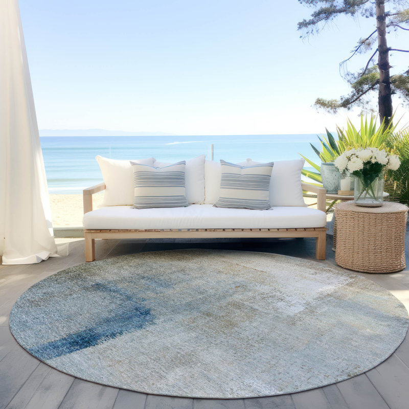 Tapis intérieur / extérieur rectangulaire avec envers antidérapant Lamanna, Rond 8 pi
