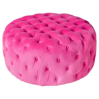 Isiah 91cm Wide Velvet Tufted Round Solid Colour Cocktail Ottoman