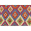 Tapis rouge / bleu / mauve en laine tissé à la main à motif géométrique 6 pi 8 po x 9 pi 8 po Gezienus