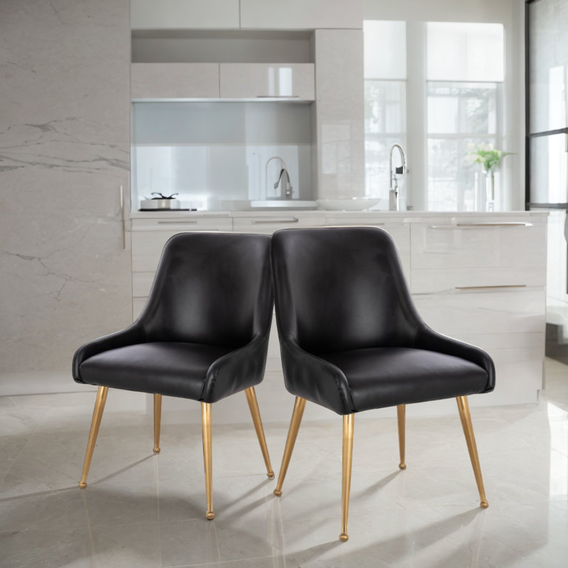 Chaise rembourrée en cuir Norika Pu, Noir