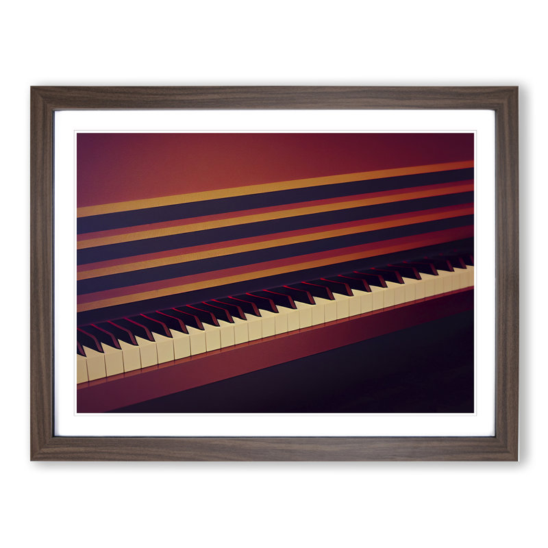 Piano Keys 1 Piece Single Picture Frame Wall Art, 46cm H x 64cm W, Brown