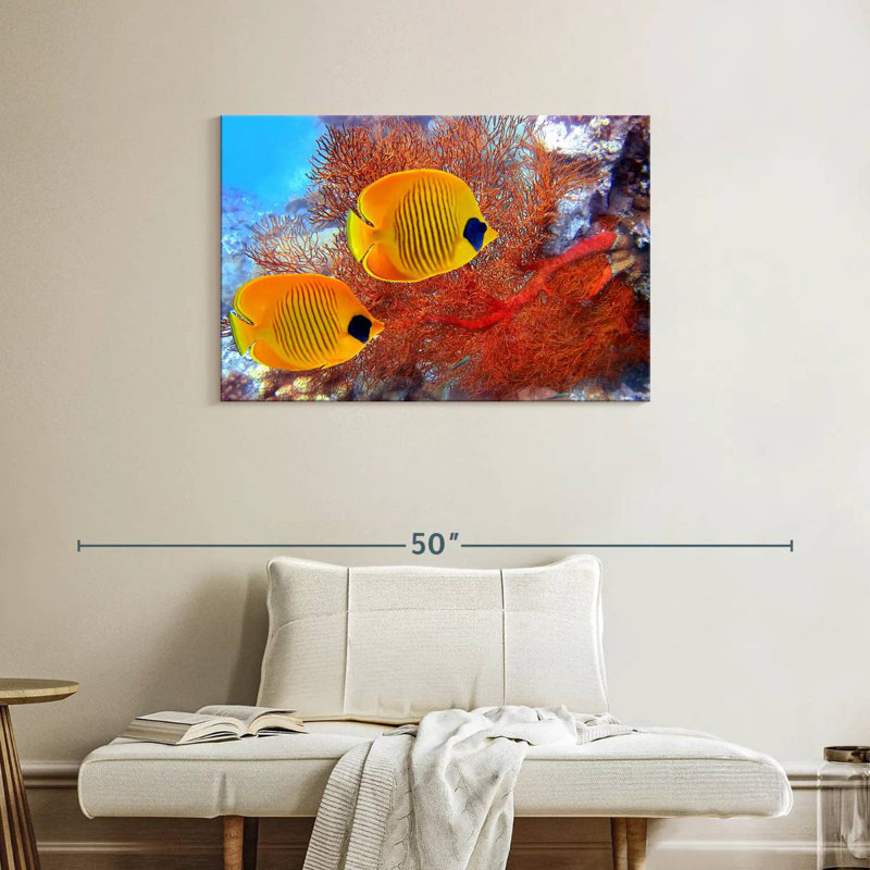 Poisson-papillon jaune Brampt récif corail, H 24 po x l 36 po
