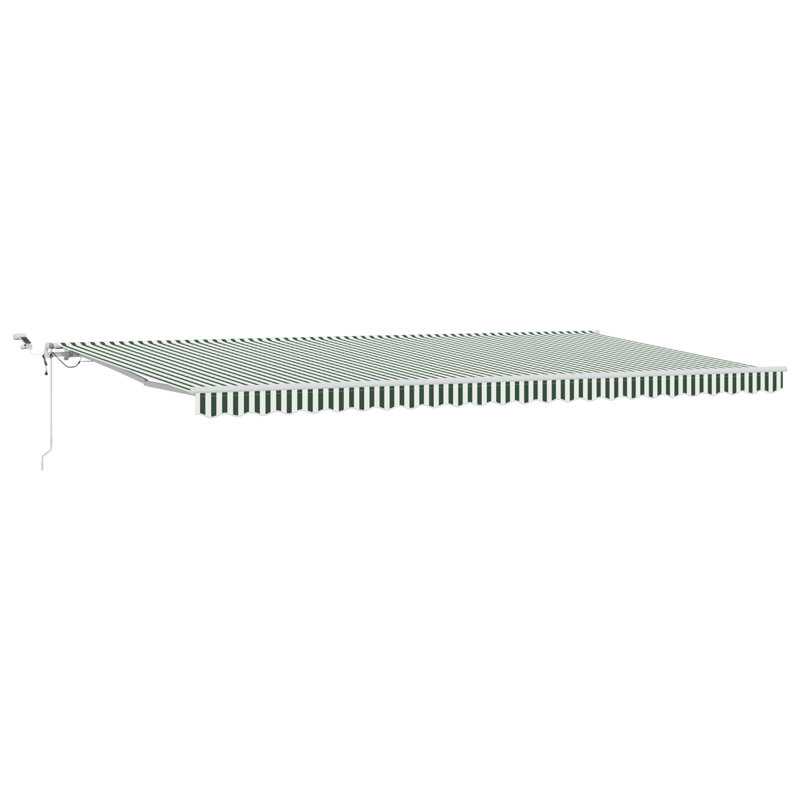 Retractable Awning, 600 cm W x 350 cm D, Green/White Striped