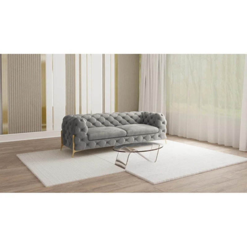 Chesterfield Sofa Atoka with Gold Metal Legs, Navy Blue, 2