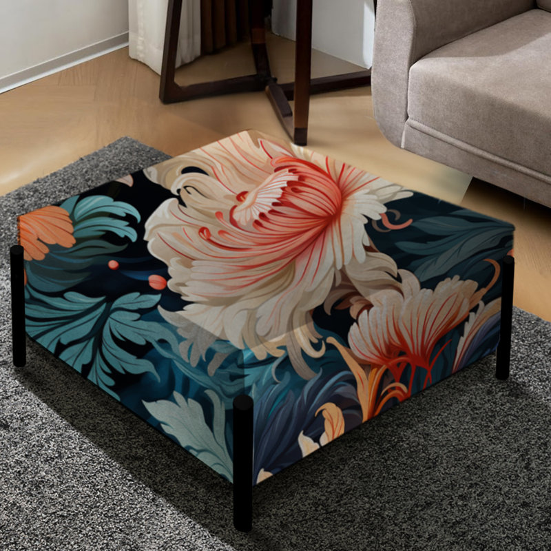 Oceanic Harmony Tropical Pattern - Tropical Large Square Ottoman