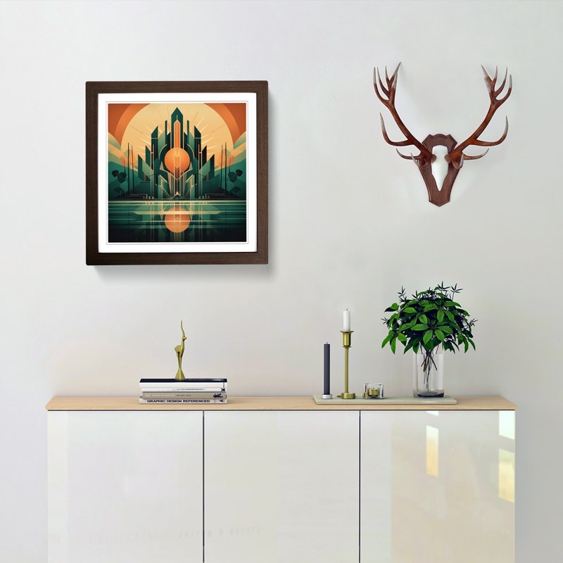 Sunrise Art Deco No.9 - Framed Print, Walnut