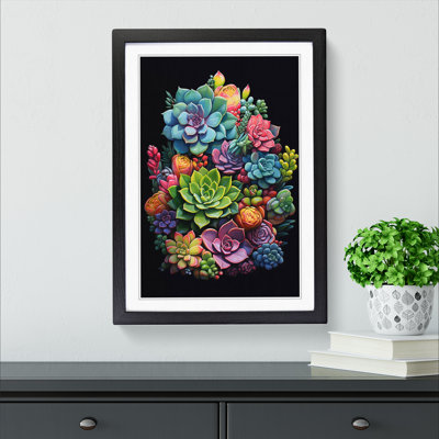 Succulent Tachisme Art - Framed Print