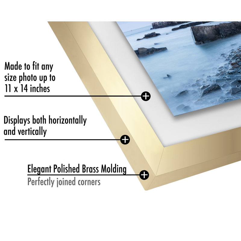 Floating Picture Frame With Polished Glass For Hanging And Tabletop Horizontal And Vertical Format, 11" x 14", Black