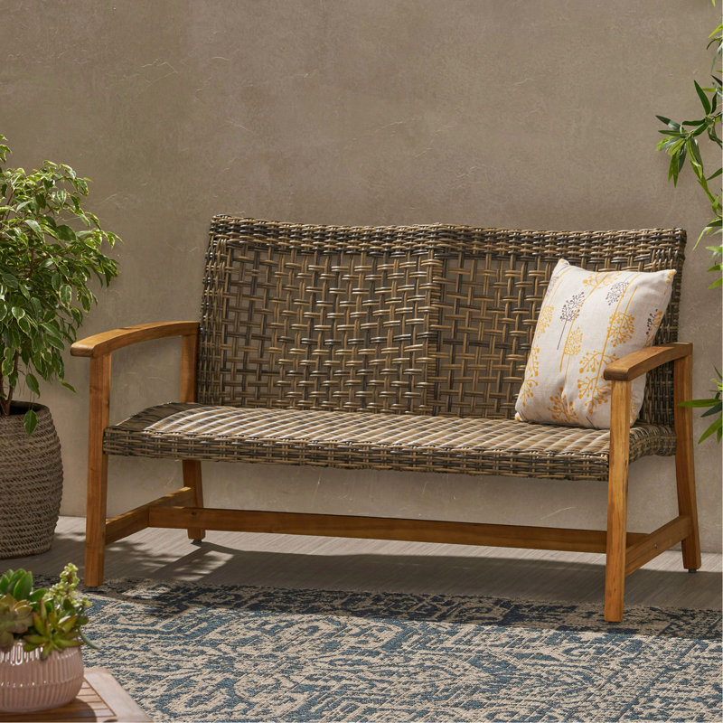 Wood For Relaxing, With Iron Accents And Durability Natural + Grey Back Seat Frame, Natural/Gray